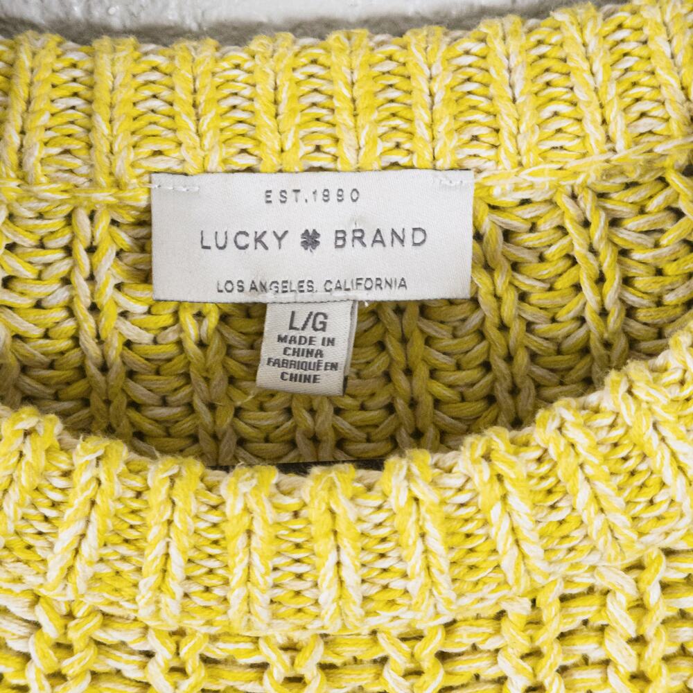 Lucky Brand Cotton Eyelet Sweater Yellow Size L Coastal Cottagecore - Picture 7 of 8